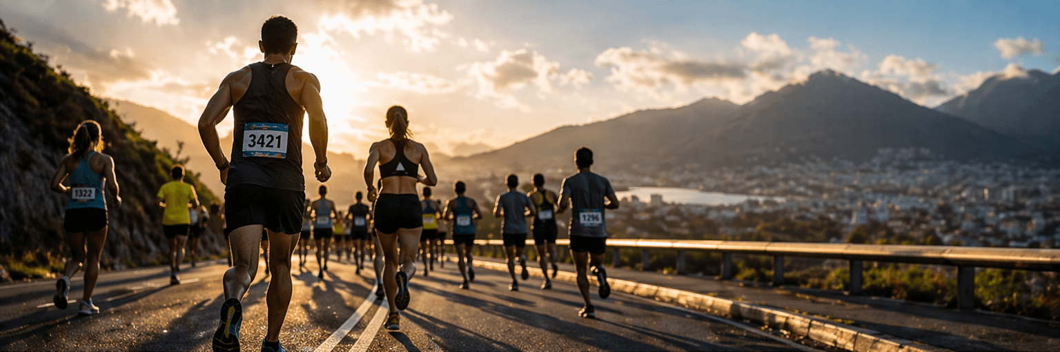 Close race finish with runners sprinting