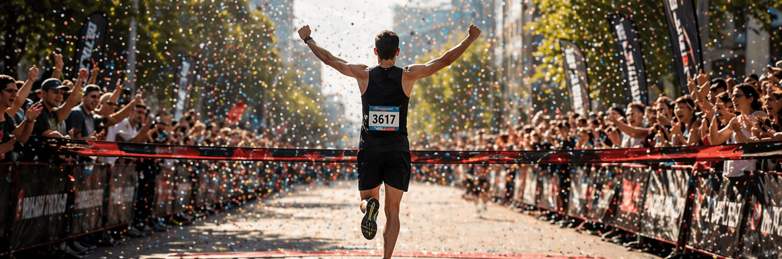Runners sprinting through a race course