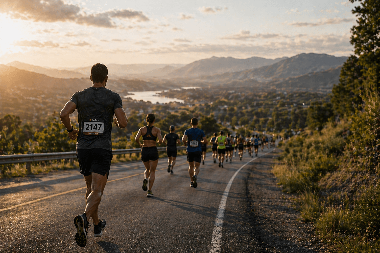 Front pack of runners during a road race
