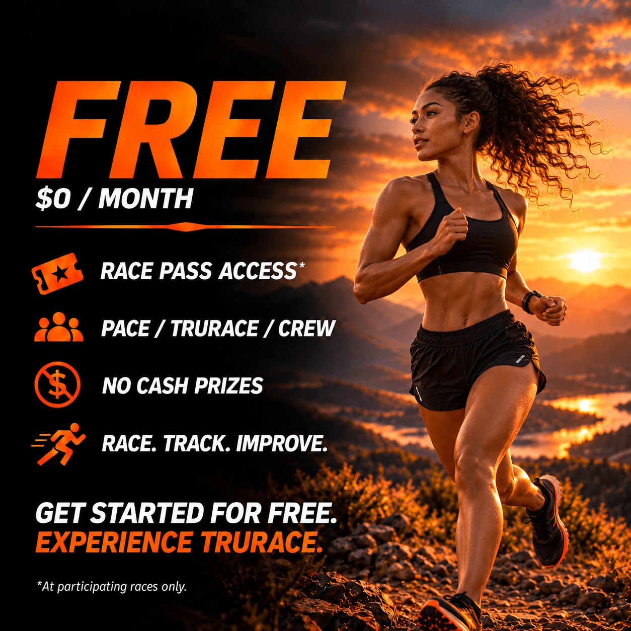 TruRace free tier promotional graphic